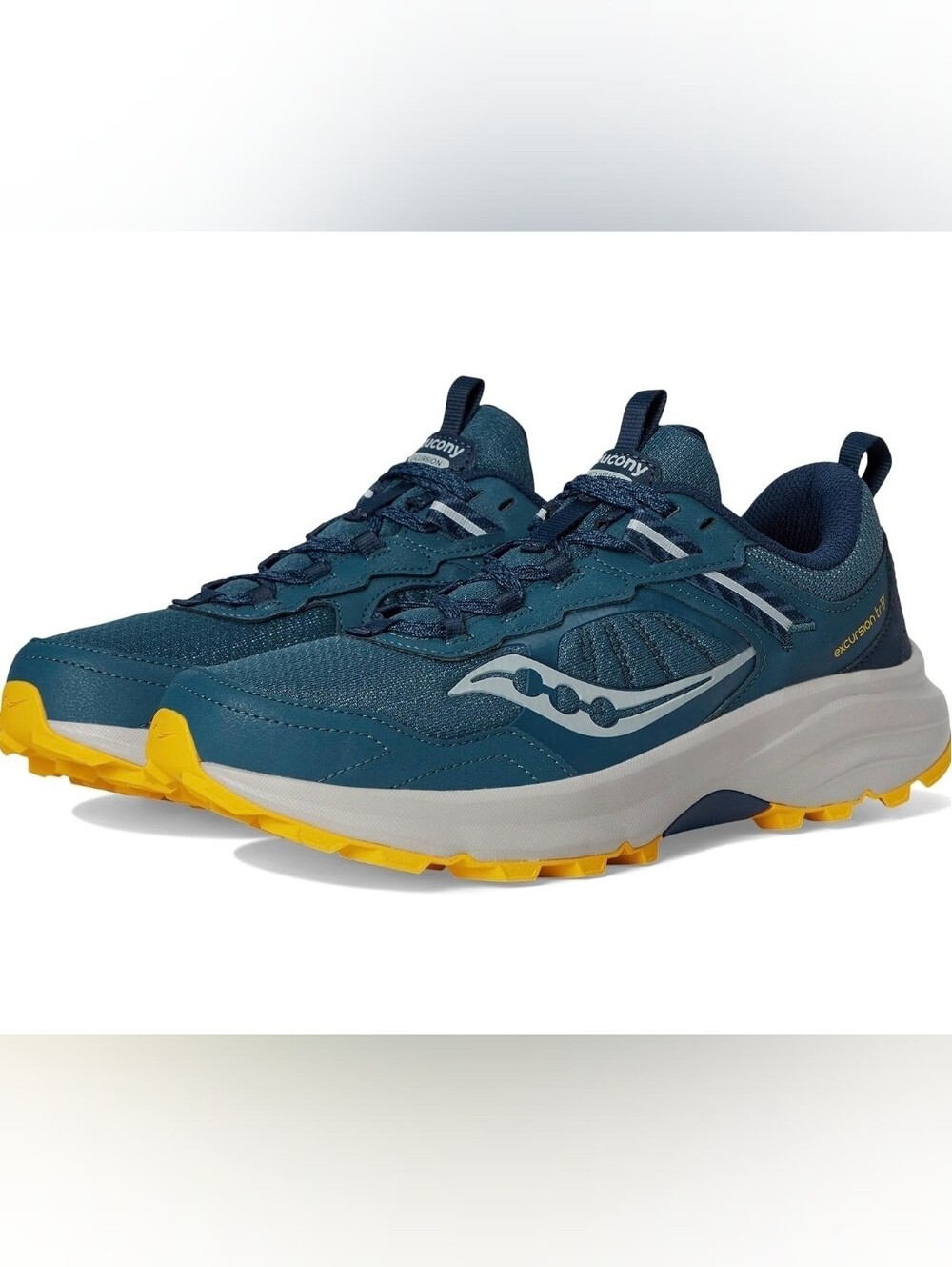 Saucony Men's Teal and Yellow Trail Runners Sz 7